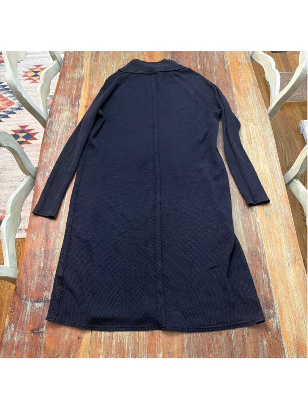 We The Free Black Waffle Knit Mock Neck Long Sweater High Front Slit S Lagenlook - Picture 10 of 10